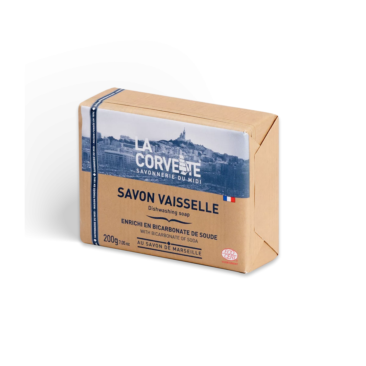 Savon vaisselle solide sans parfum – 200g – ECOCERT Ecodétergent