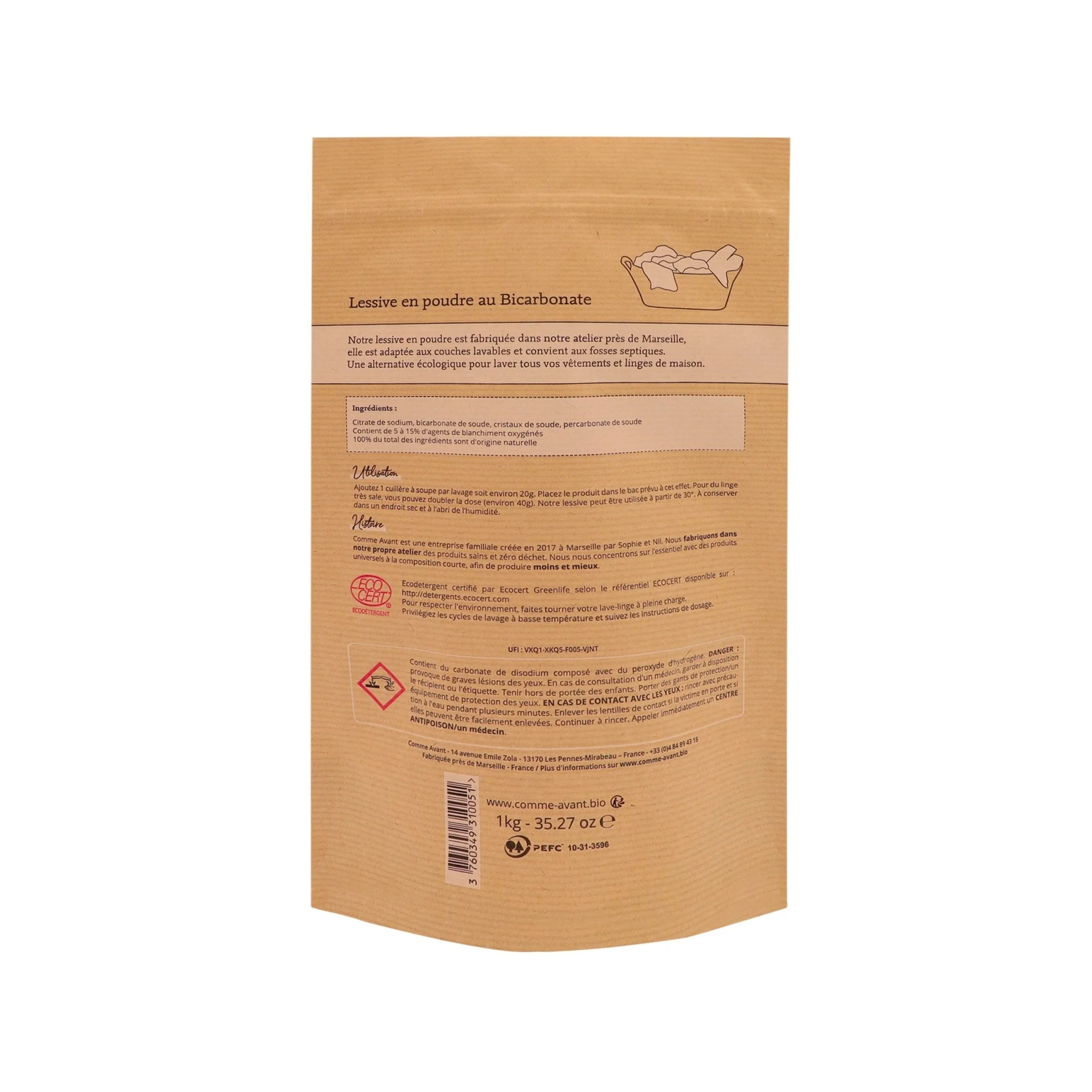Lessive en poudre au bicarbonate 1kg - Version 2 Comme avant – Image 2