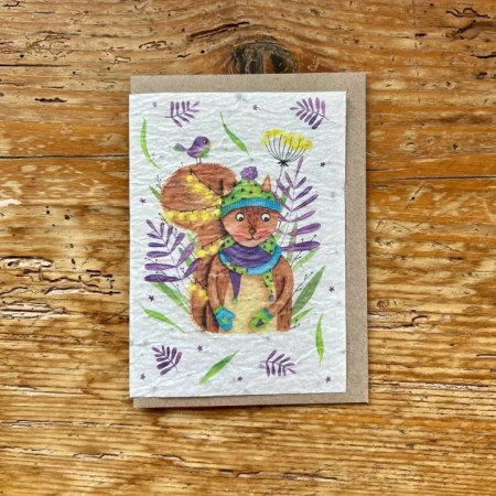 Carte de vœux ensemencée à planter Ecureuil "Les cartes de Lulu"