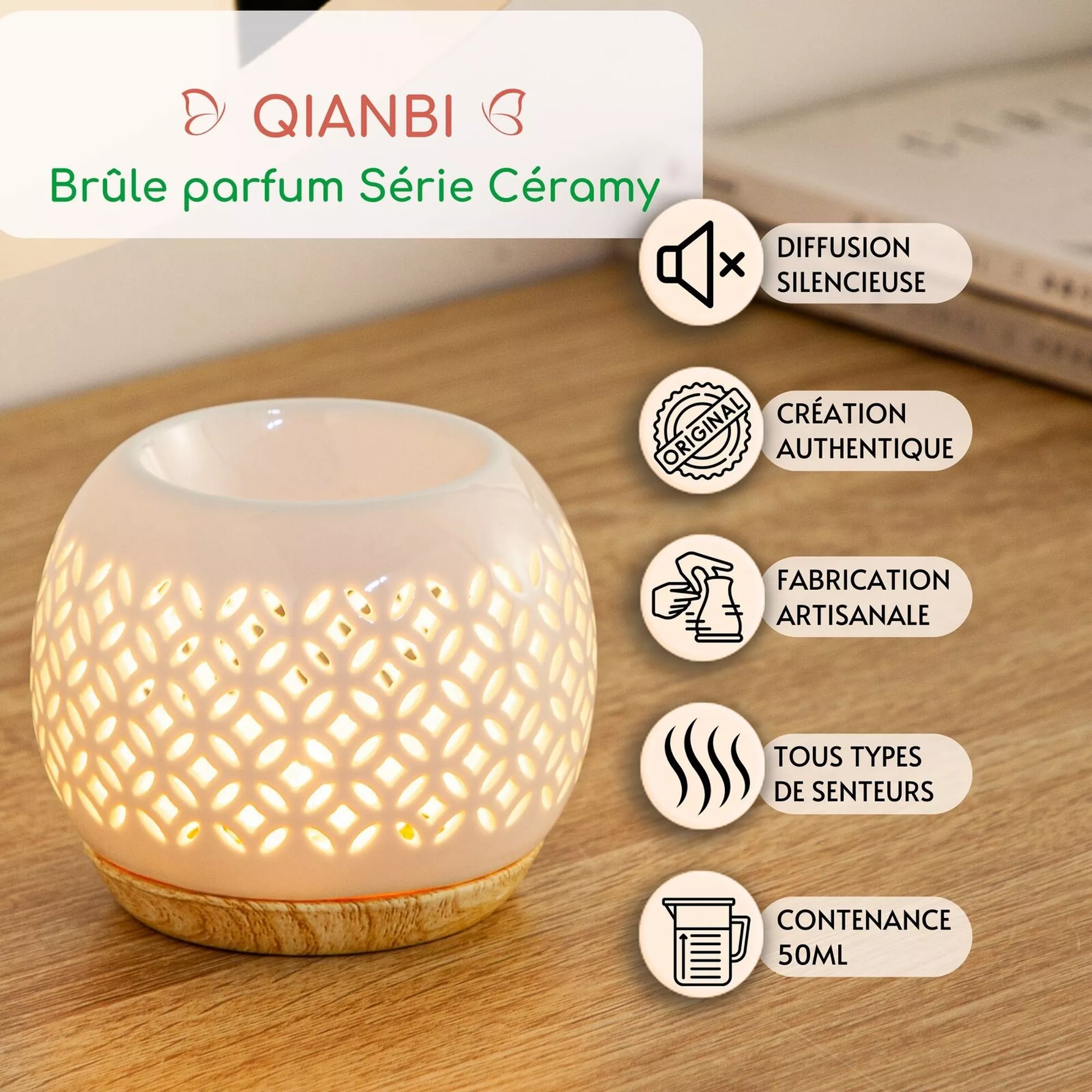 Brûle Parfum Céramy Qianbi en Céramique Laquée – Image 3