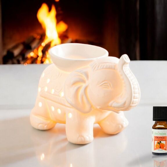 Brûleur fondant cire Parfumée en céramique Éléphant Tandor blanc – Image 5