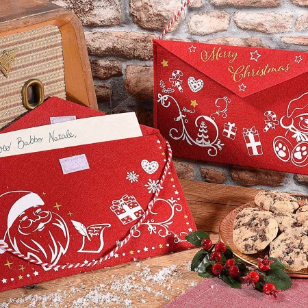 Sac cadeau en tissu lettre du Père Noël "Conte de Noël"