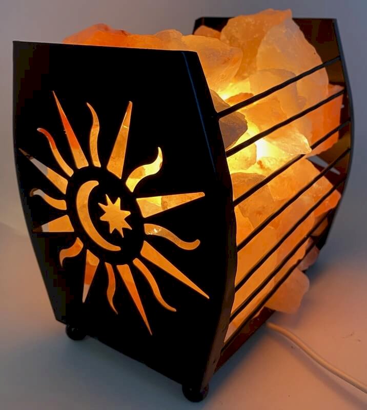 🌅✨ Lampe de Sel – Panier Lune & Étoile 3K ✨🌅