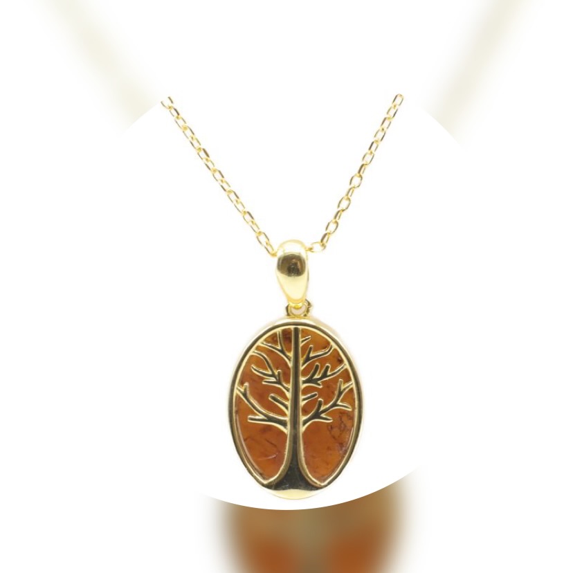 Collier Argent 925 Grenat & Arbre de Vie