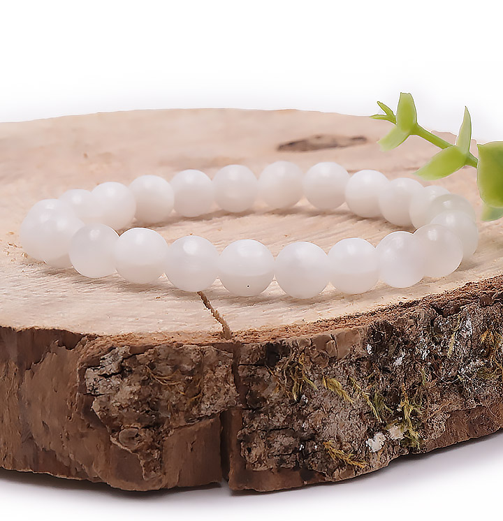 Bracelet boule 8 mm – Sélénite (Qualité A)