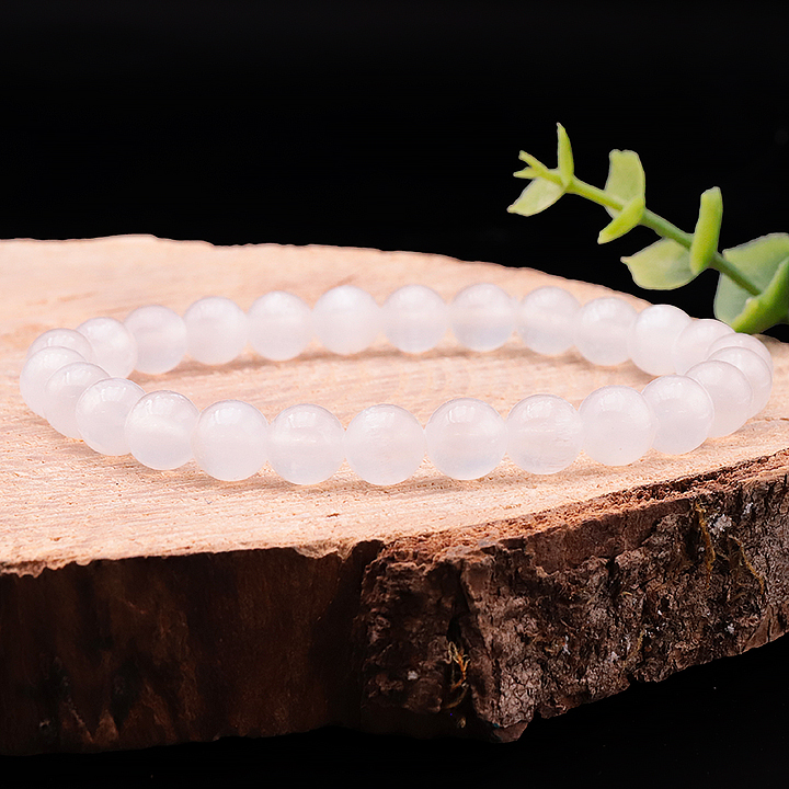Bracelet en perles de Sélénite – 08 mm (Taille 2)