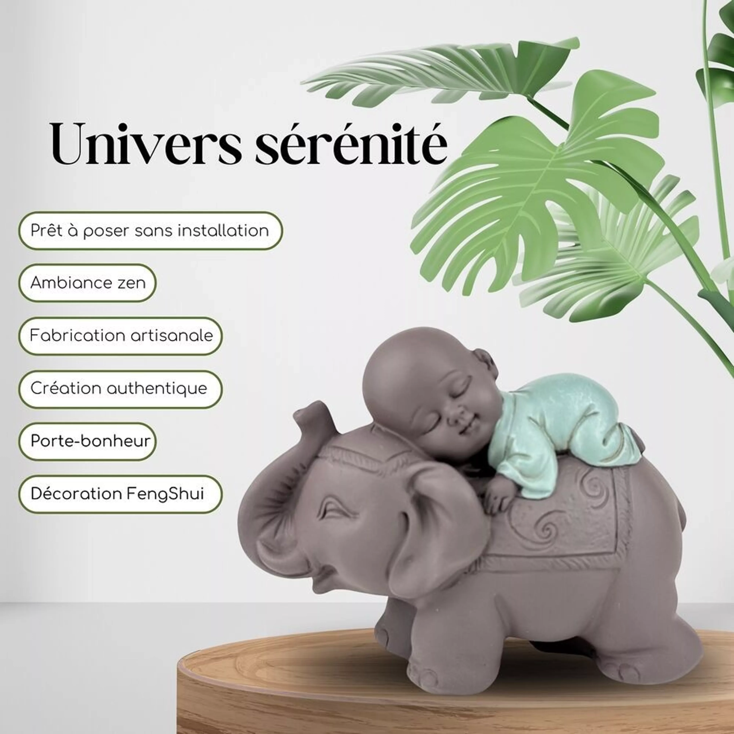 Figurine Éléphant & Bonze - Porte-Bonheur Zen – Image 4